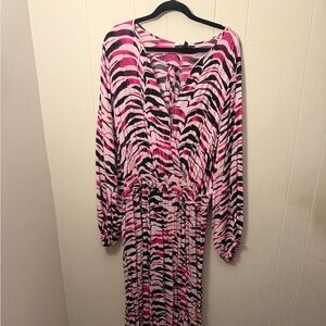 Eloquii Elements Pink and Black Patterned Dress